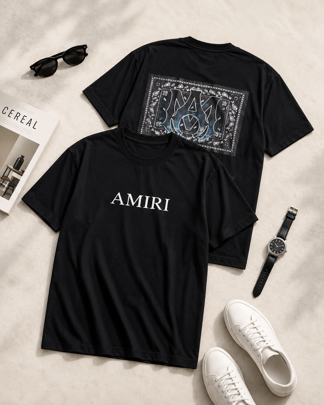 تیشرت مردانه یقه گرد طرح AMIRI / کد 11178