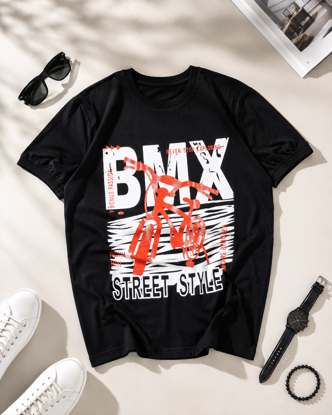 تیشرت یقه گرد طرح BMX / کد 11009