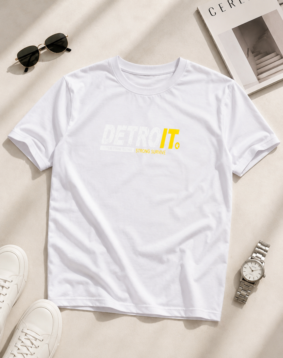 تیشرت یقه گرد طرح DETROIT / کد 11024