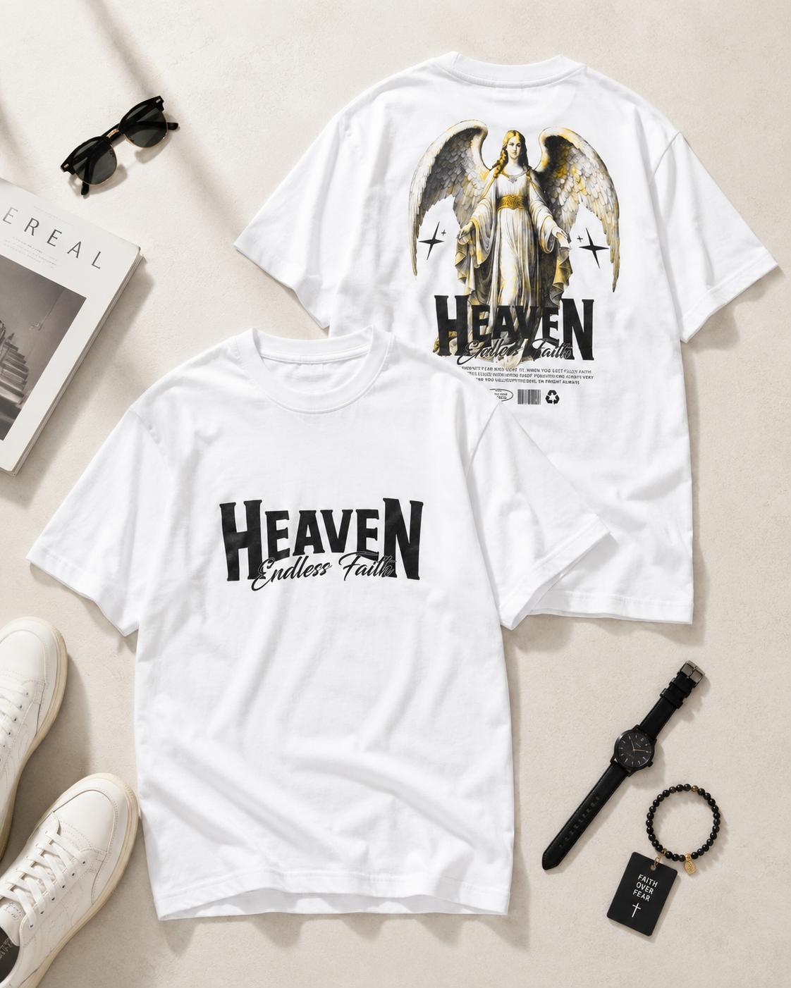 تیشرت مردانه یقه گرد لش استاندارد طرح HEAVEN / کد 11115