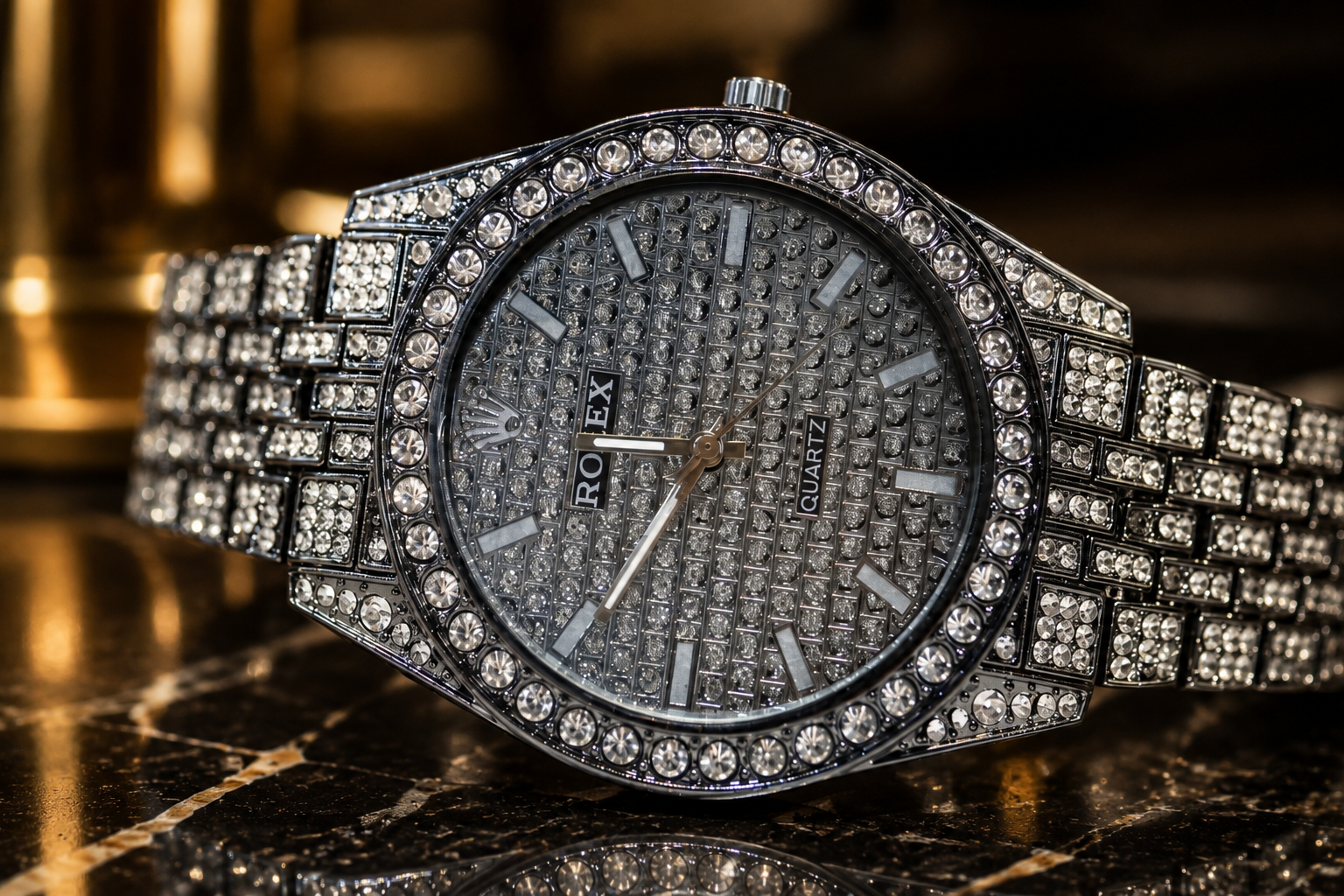 ساعت مچی ROLEX فول نگین / کد 24054