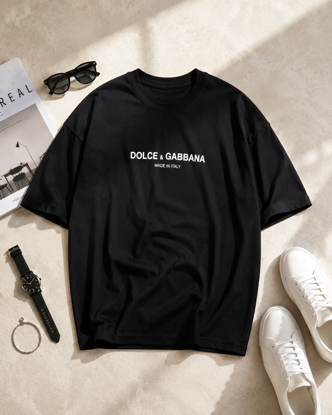 تیشرت لش مردانه یقه گرد طرح ساده DG / کد 11156