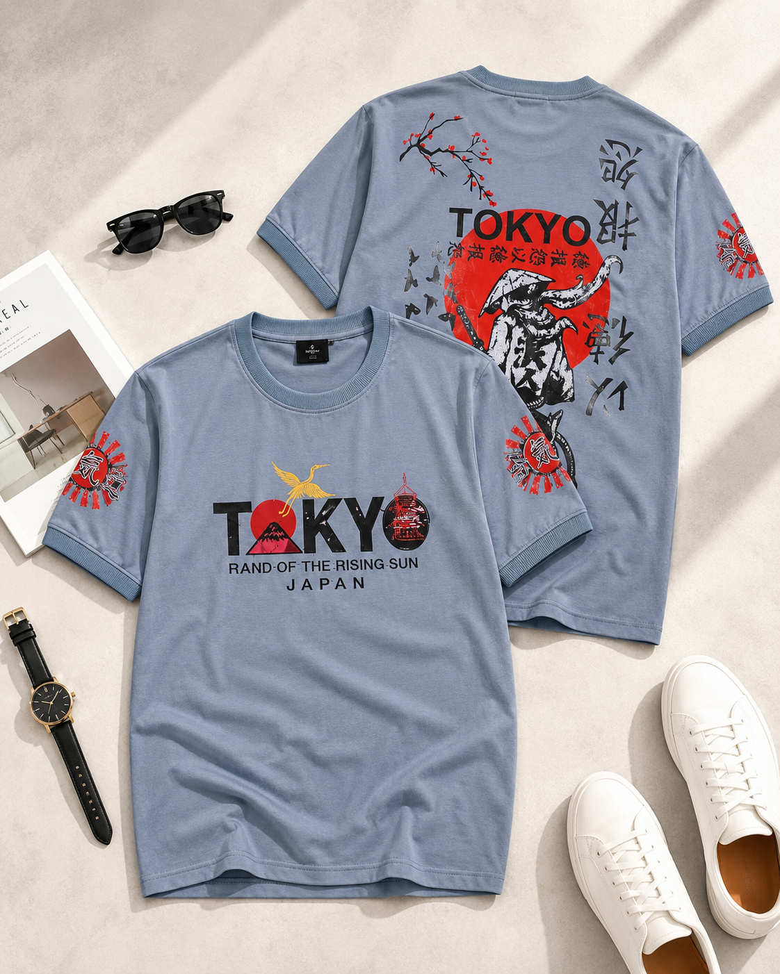 تیشرت مردانه یقه گرد طرح TOKYO / کد 11063