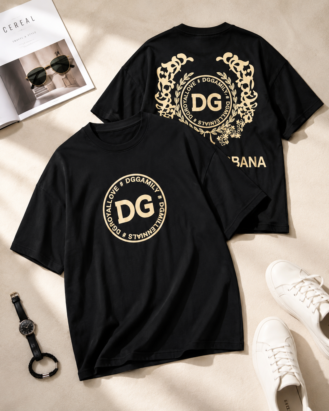 تیشرت لش مردانه یقه گرد طرح DG / کد 11142