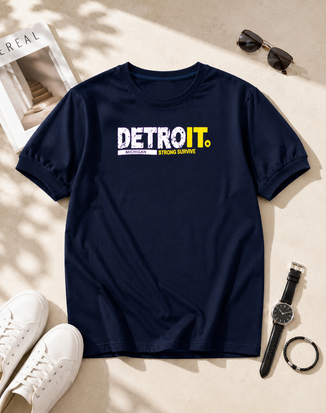 تیشرت یقه گرد طرح DETROIT / کد 11027