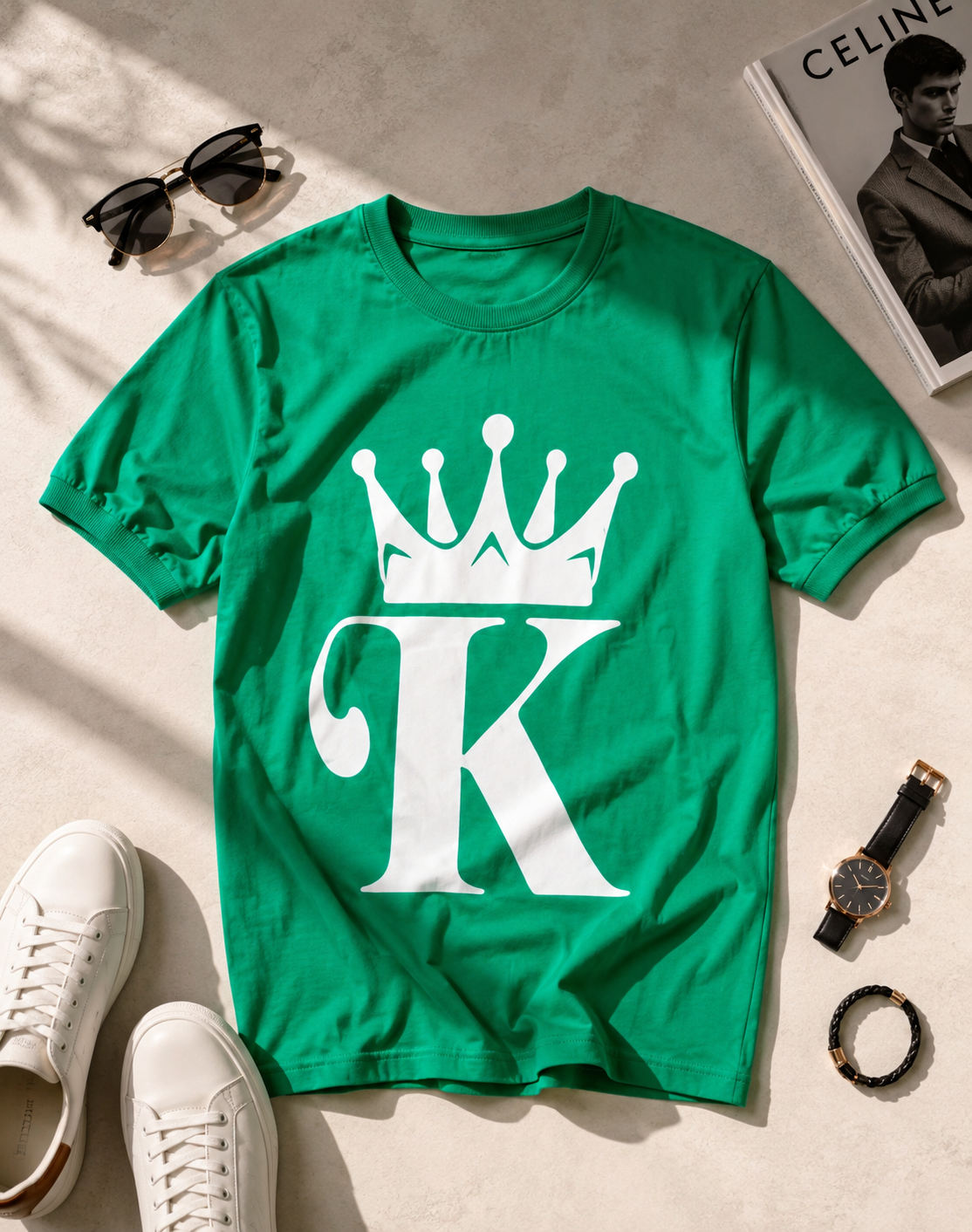 تیشرت یقه گرد طرح K / کد 11006