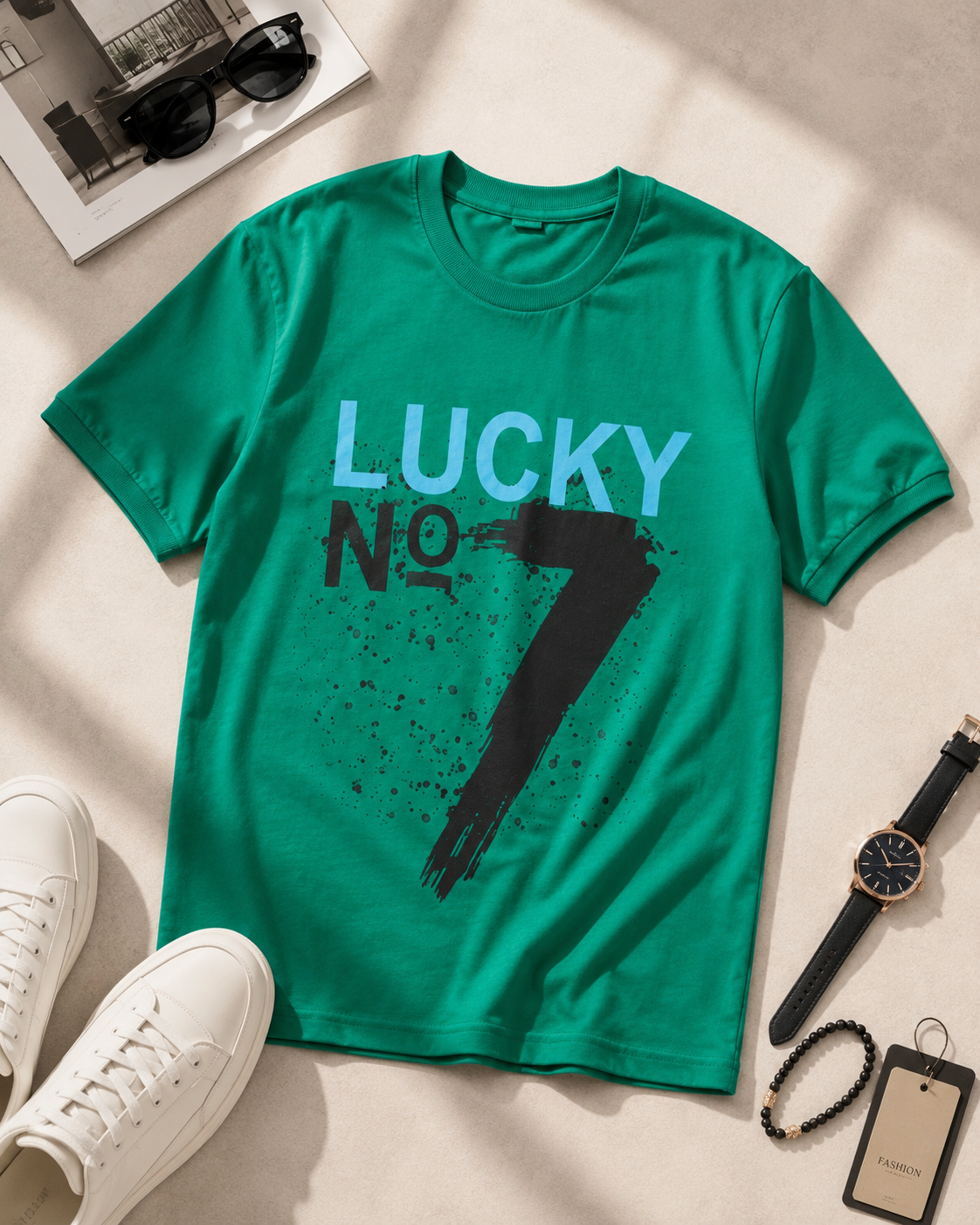 تیشرت یقه گرد طرح LUCKY / کد 11016