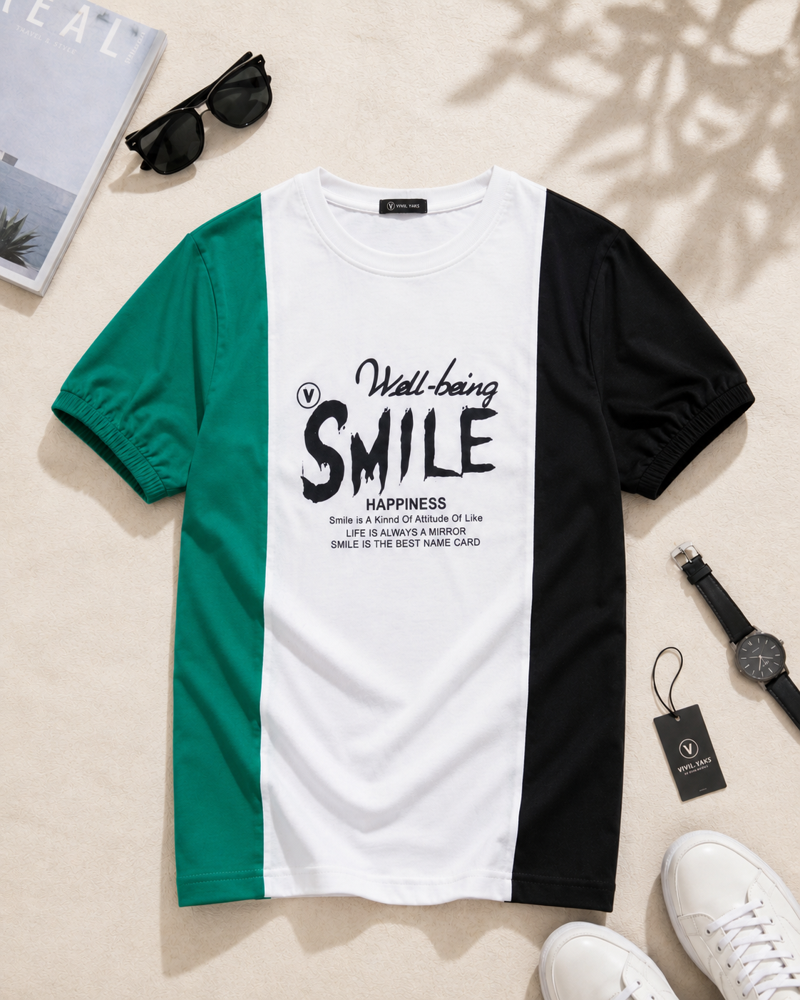 تیشرت یقه گرد طرح Smile / کد 11019