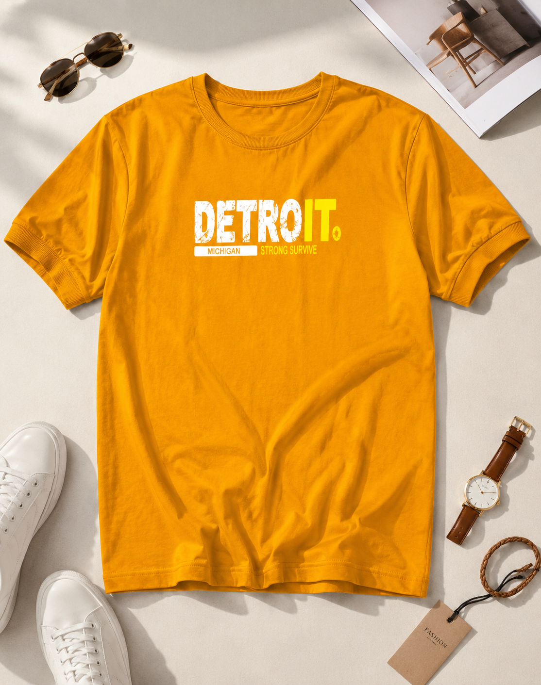 تیشرت مردانه یقه گرد طرح DETROIT / کد 11044