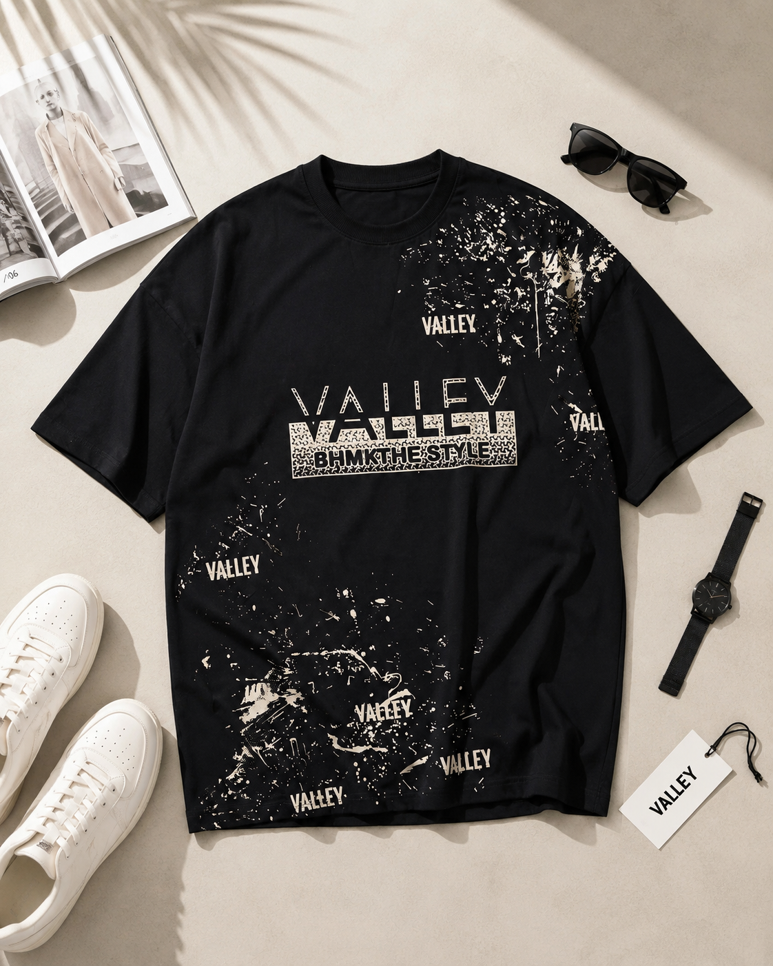 تیشرت لش مردانه یقه گرد طرح VALLEY / کد 11172