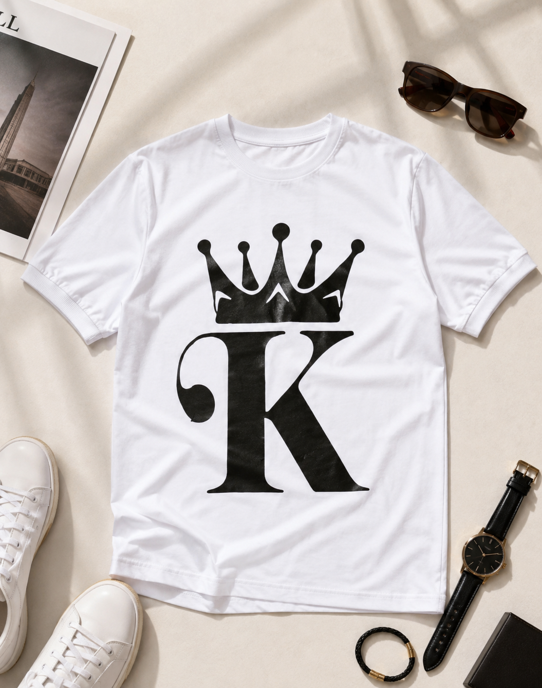تیشرت مردانه یقه گرد طرح K / کد 11037