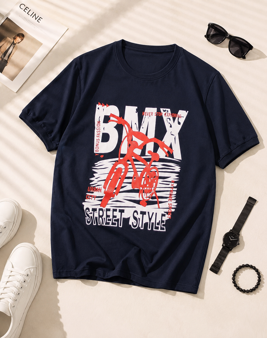 تیشرت یقه گرد طرح BMX / کد 11002
