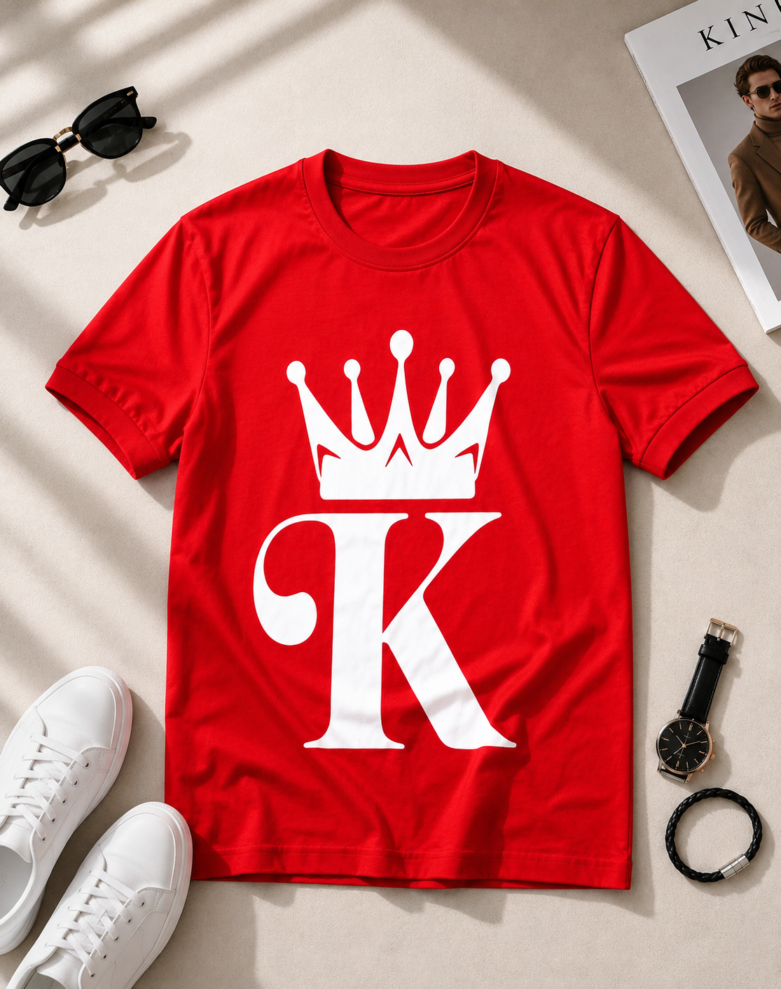 تیشرت یقه گرد طرح K / کد 11029