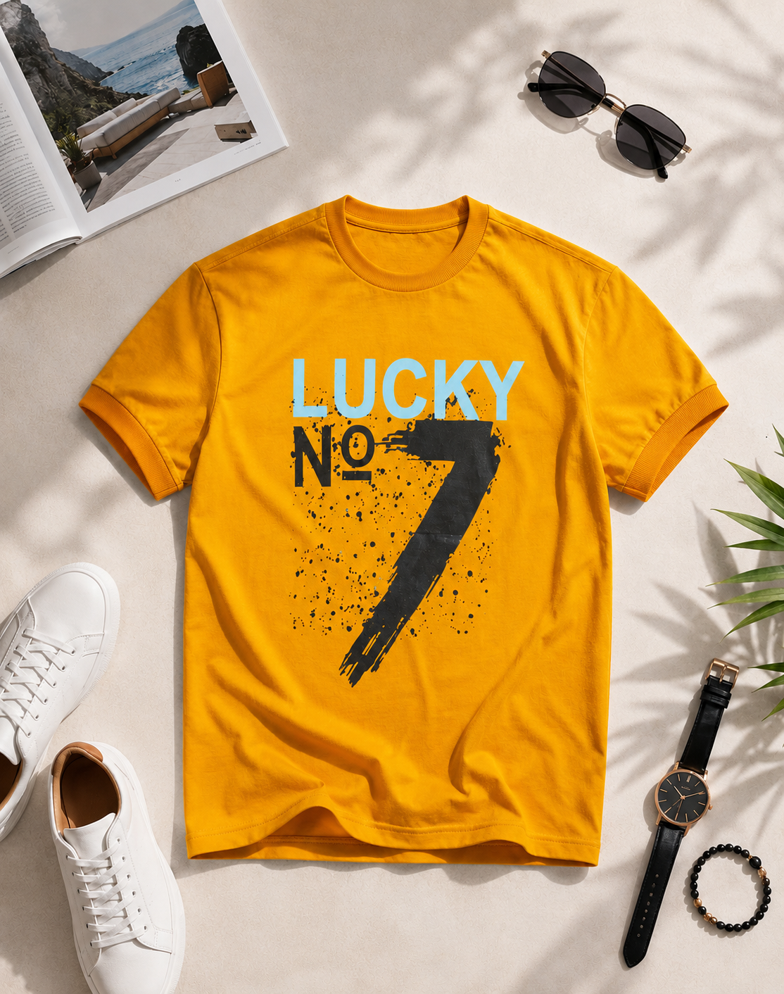 تیشرت یقه گرد طرح LUCKY / کد 11023