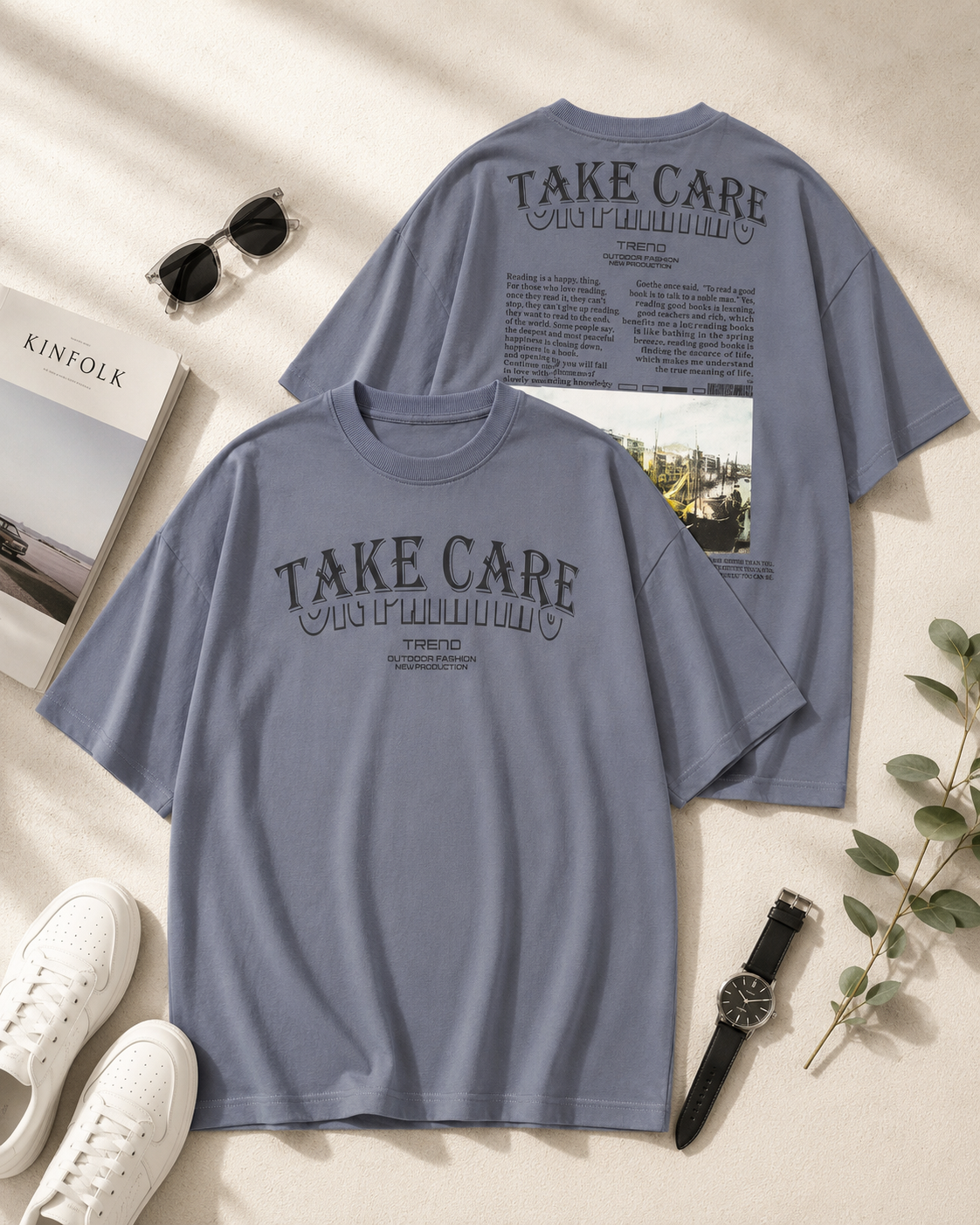 تیشرت لش مردانه یقه گرد طرح TAKE CARE / کد 11135