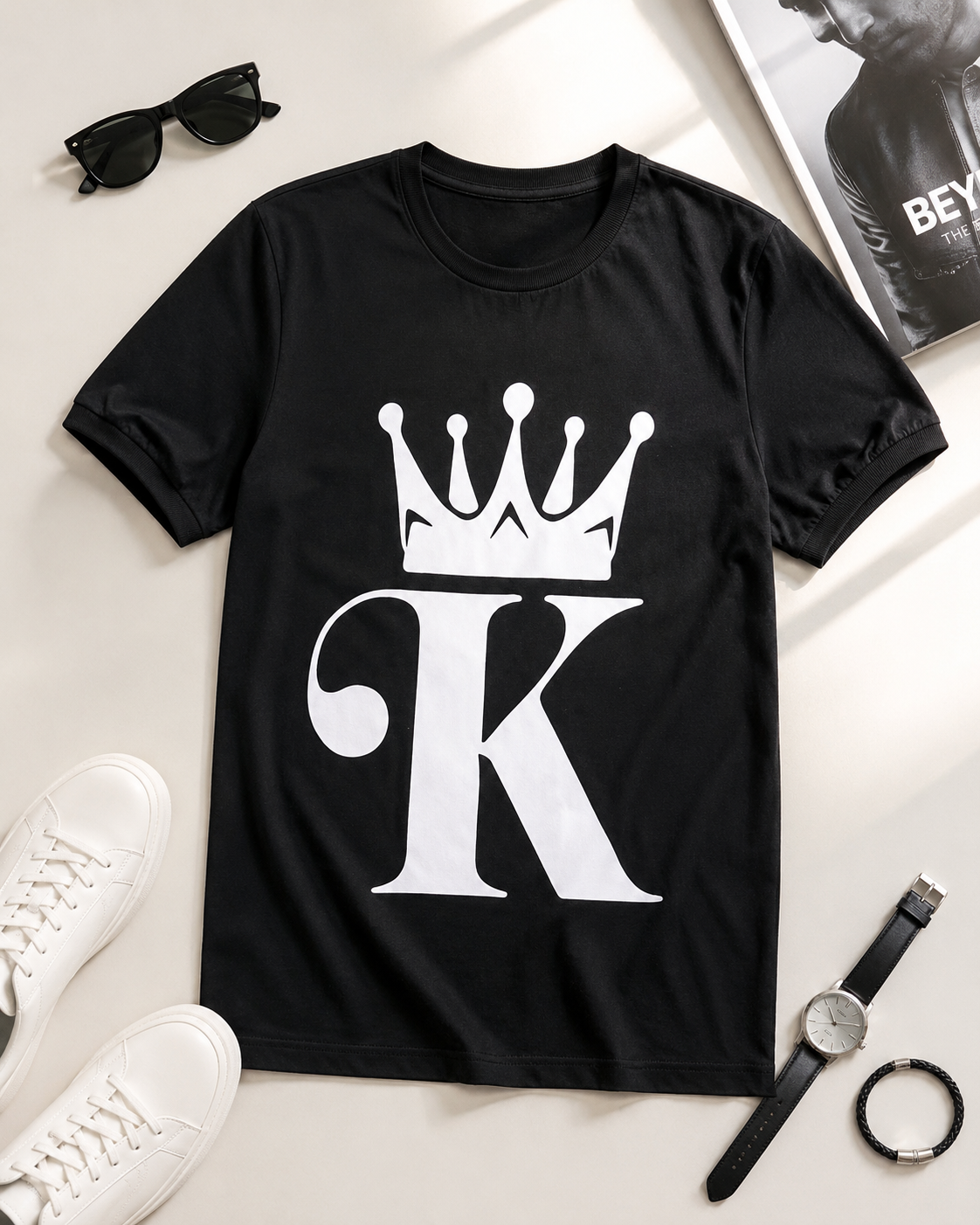 تیشرت یقه گرد طرح K / کد 11007
