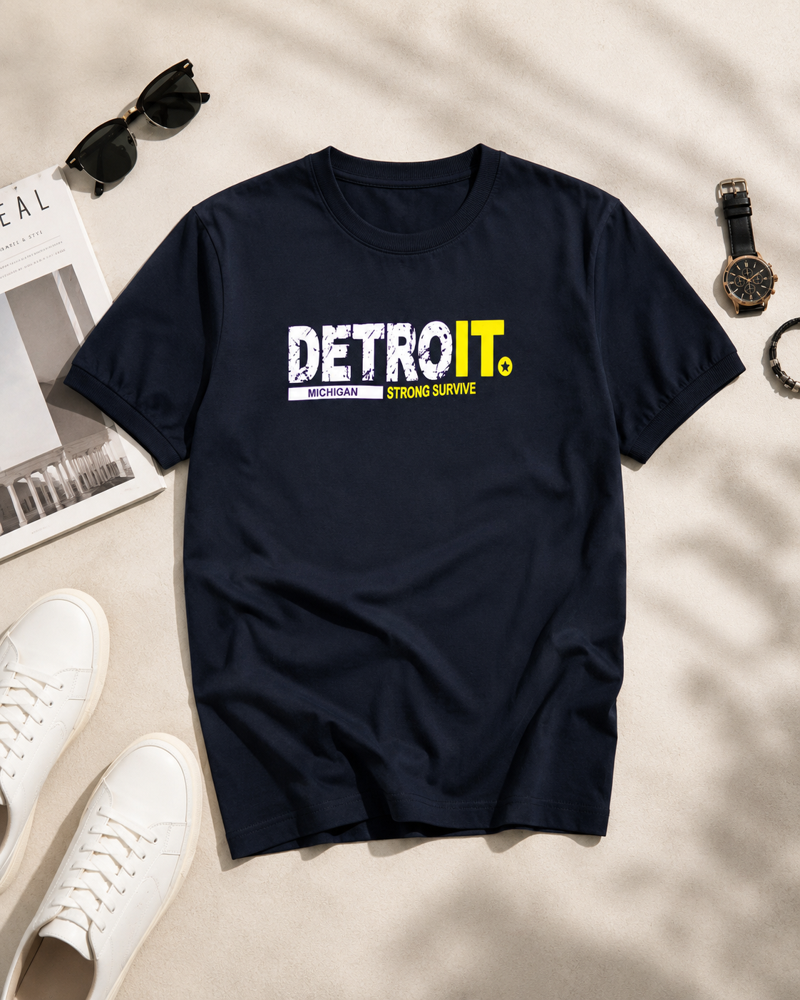 تیشرت یقه گرد طرح DETROIT / کد 11012