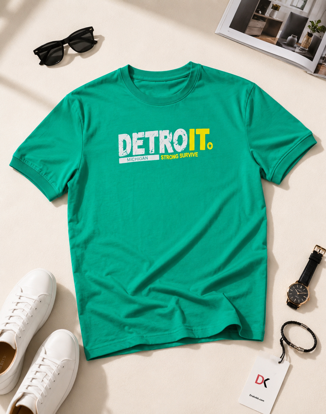 تیشرت مردانه یقه گرد طرح DETROIT / کد 11033